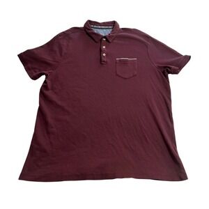 Tahari Mens XXL Polo Shirt Burgundy Maroon Short Sleeve Cotton Pocket 1396353